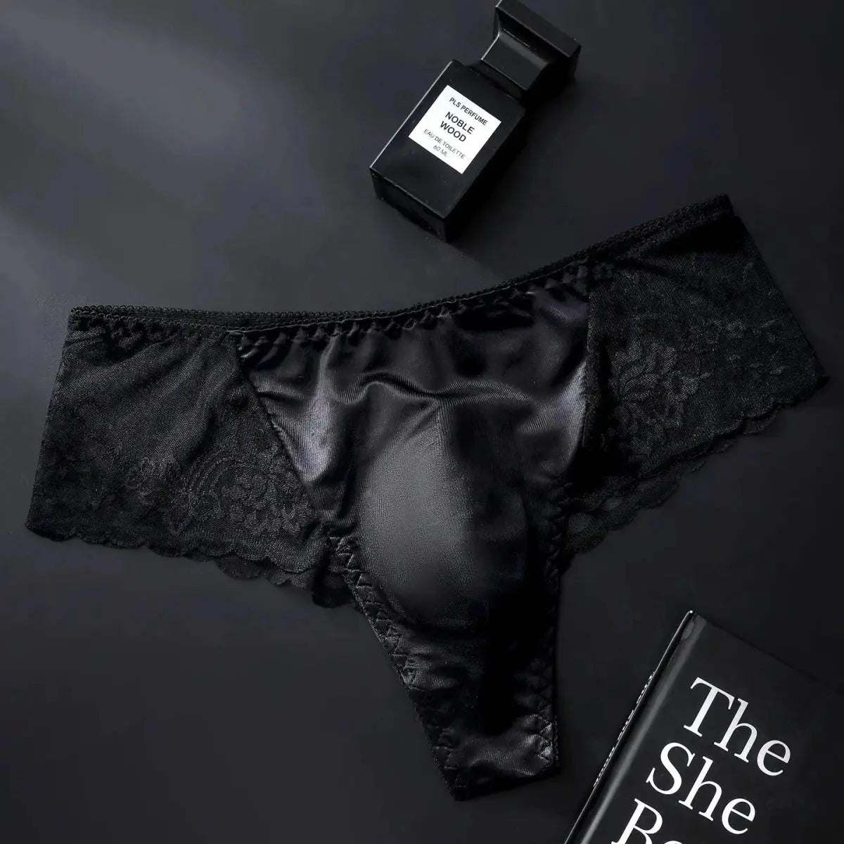 Luxury Lace Satin Men's Thong - WOWihte