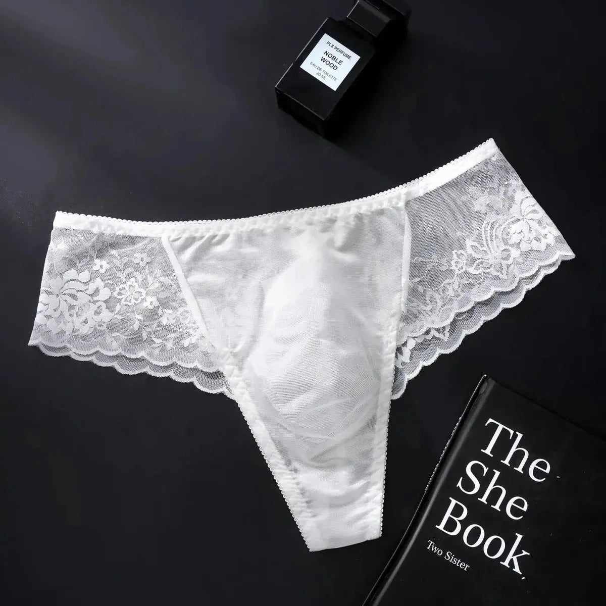 Luxury Lace Satin Men's Thong - WOWihte