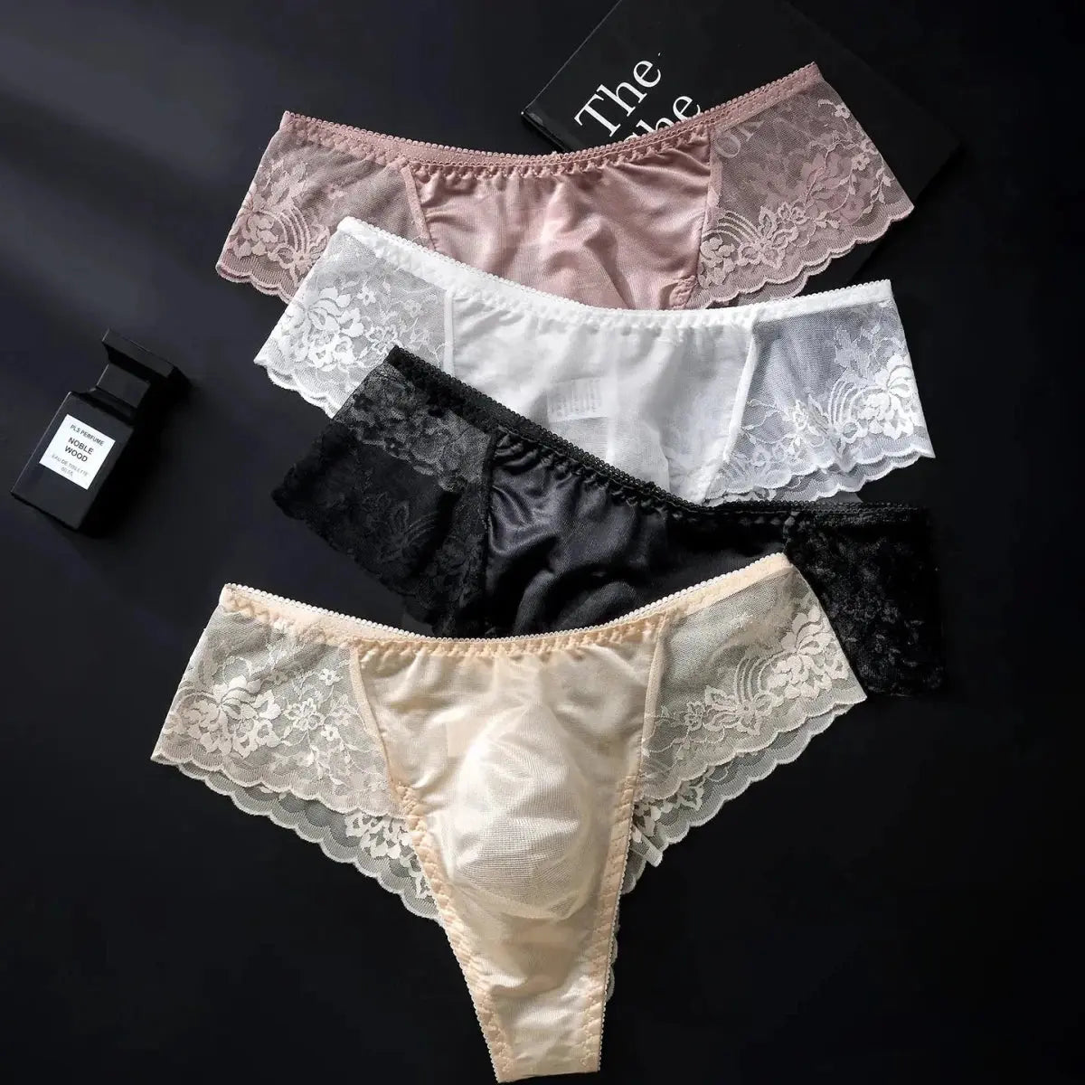 Luxury Lace Satin Men's Thong - WOWihte