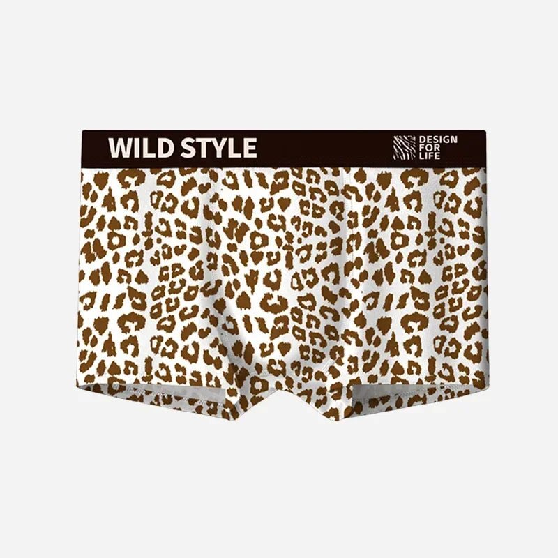 MAIMENG Men's Ice Silk Underwear leopard Underpants Summer Cool Breathable BoxerShorts Leopard Pattern Men's Underwear Sport - WOWihte