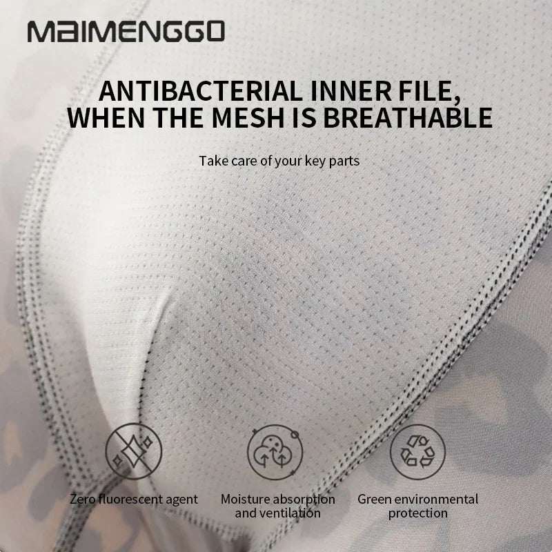 MAIMENG Men's Ice Silk Underwear leopard Underpants Summer Cool Breathable BoxerShorts Leopard Pattern Men's Underwear Sport - WOWihte