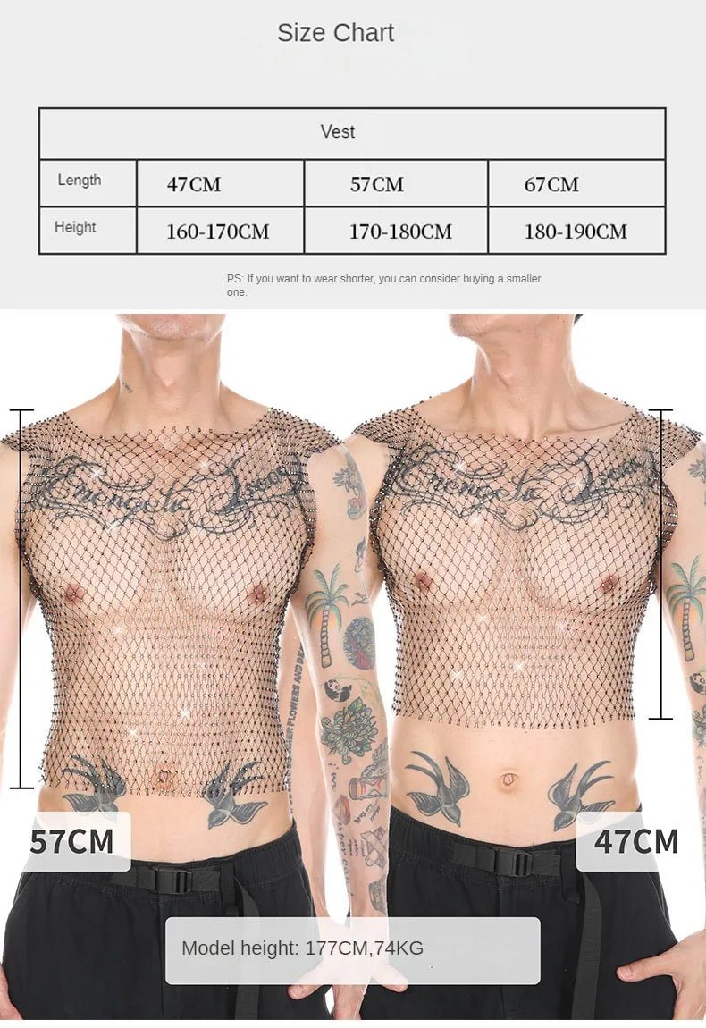 MEN See - Through Fishnet Vest - WOWihte