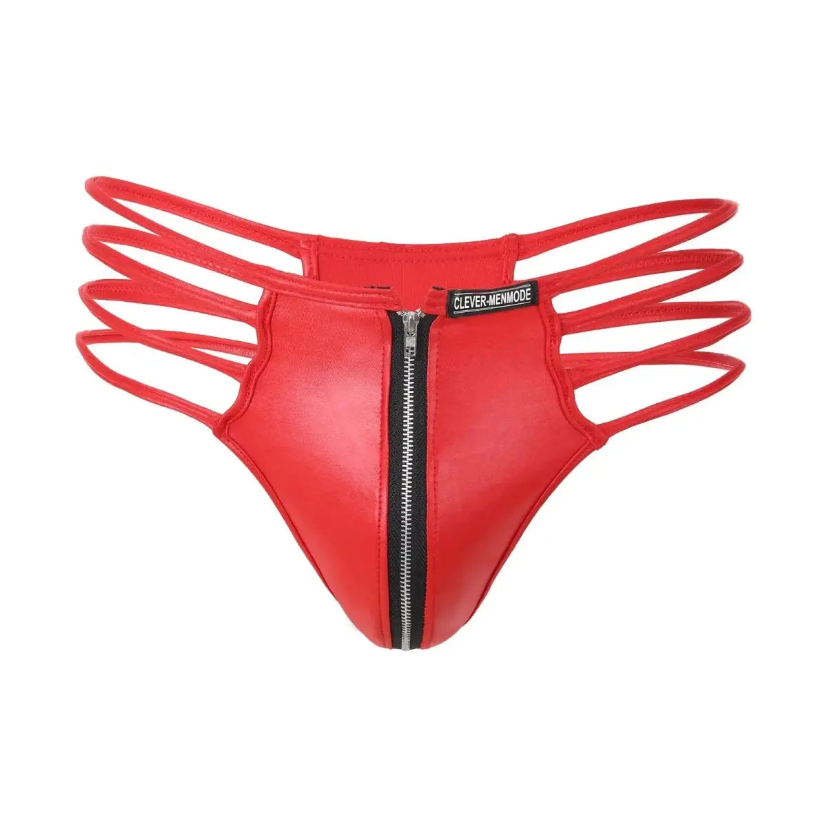 Men Sexy Faux Leather Thong Man Jock Strap Fetish Underwear Tanga Zip Penis Pouch Underpants G String Butts Jockstrap Panties - WOWihte