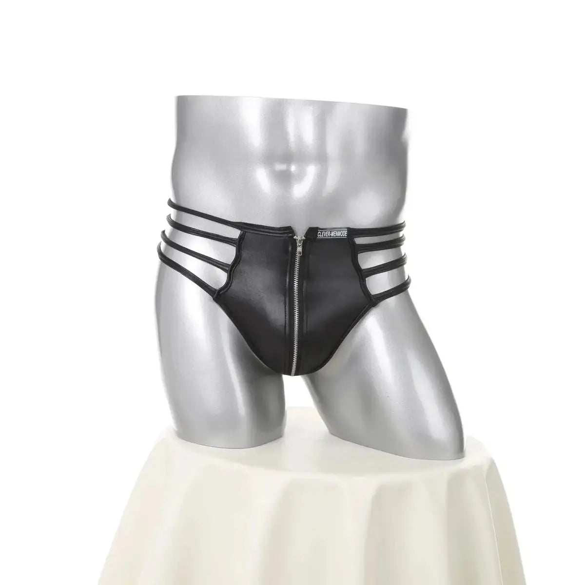 Men Sexy Faux Leather Thong Man Jock Strap Fetish Underwear Tanga Zip Penis Pouch Underpants G String Butts Jockstrap Panties - WOWihte