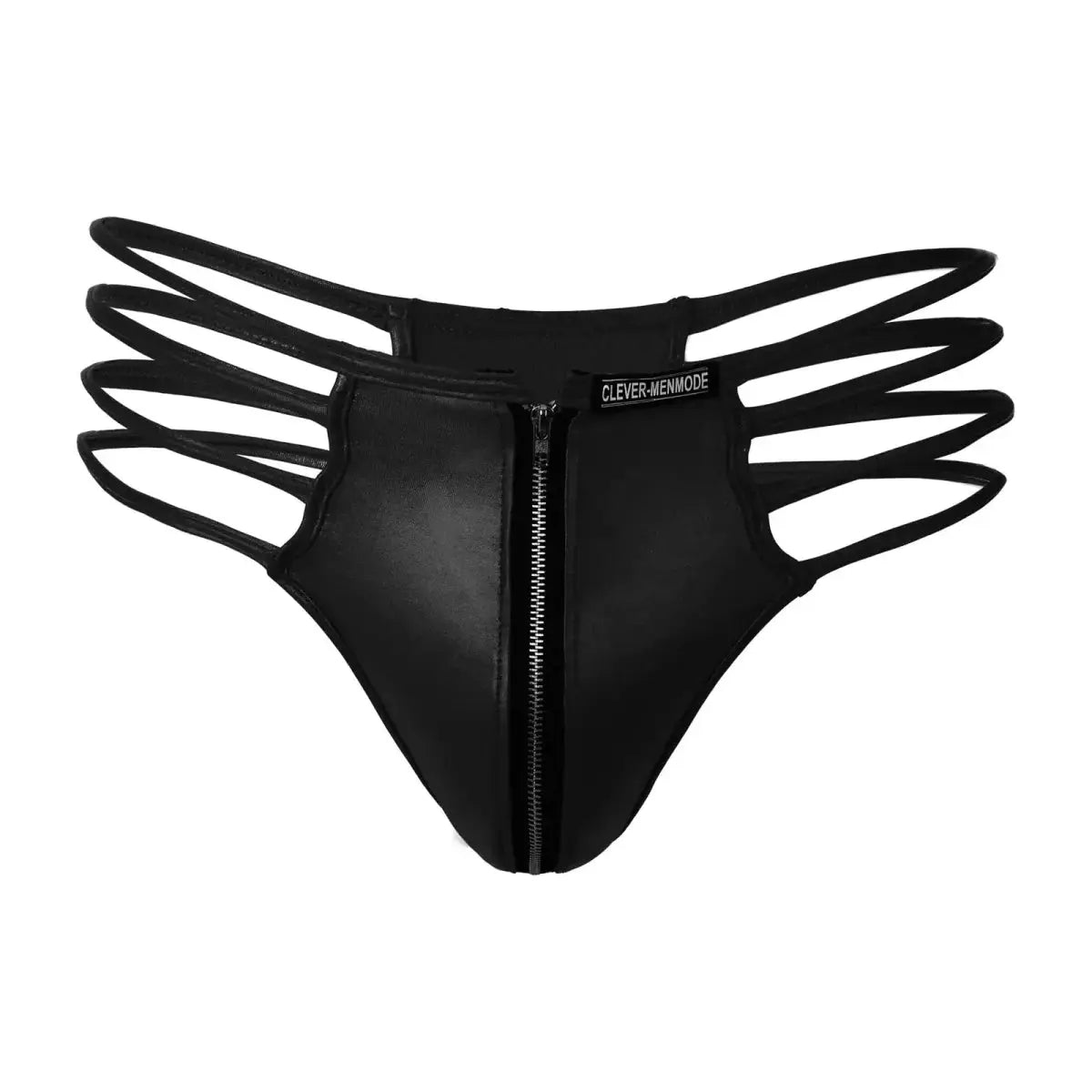 Men Sexy Faux Leather Thong Man Jock Strap Fetish Underwear Tanga Zip Penis Pouch Underpants G String Butts Jockstrap Panties - WOWihte
