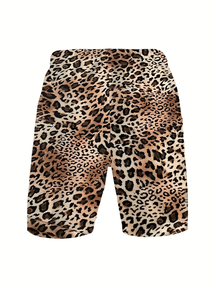 Men's 3D Leopard Quick - Dry Shorts - WOWihte