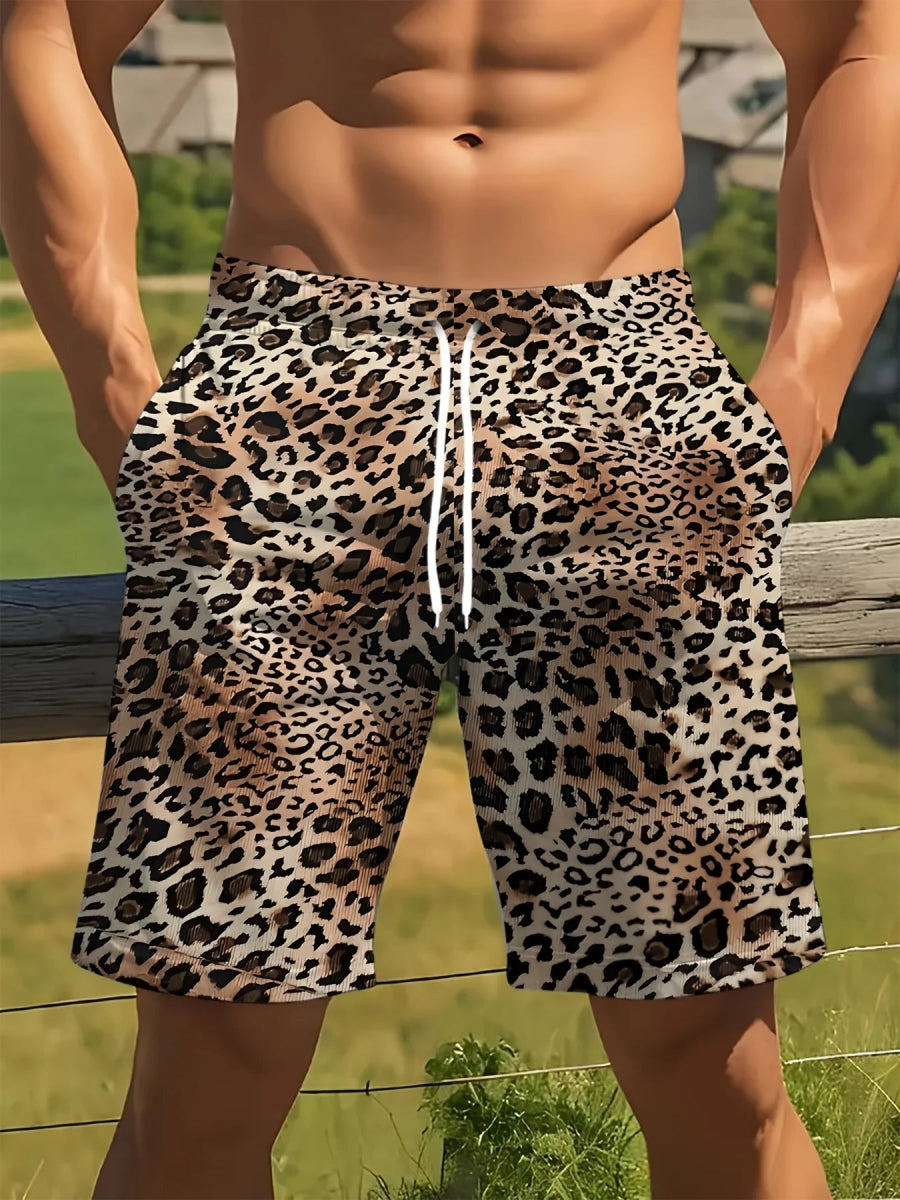 Men's 3D Leopard Quick - Dry Shorts - WOWihte