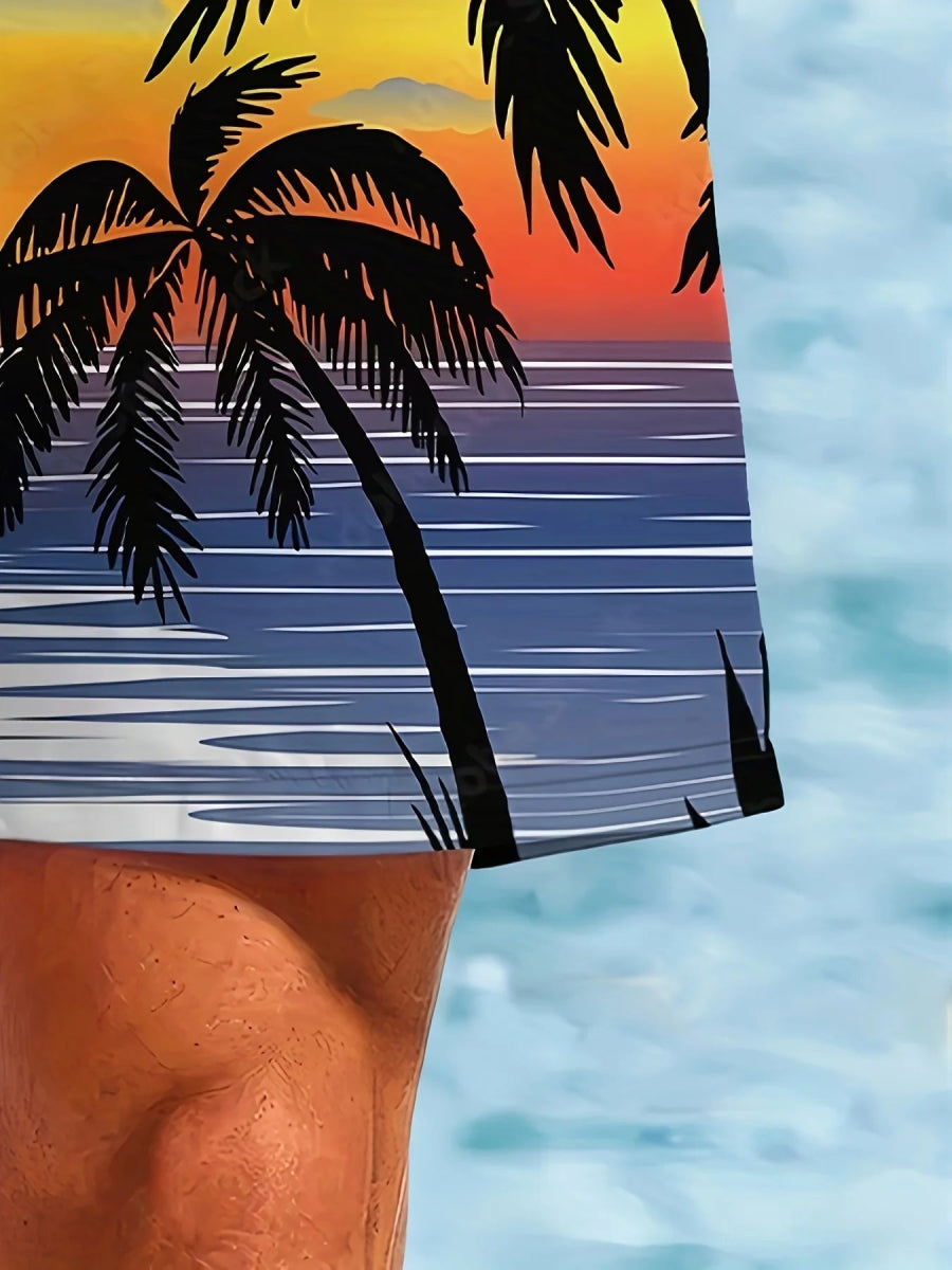 Men's 3D Palm Quick - Dry Boardshorts - WOWihte