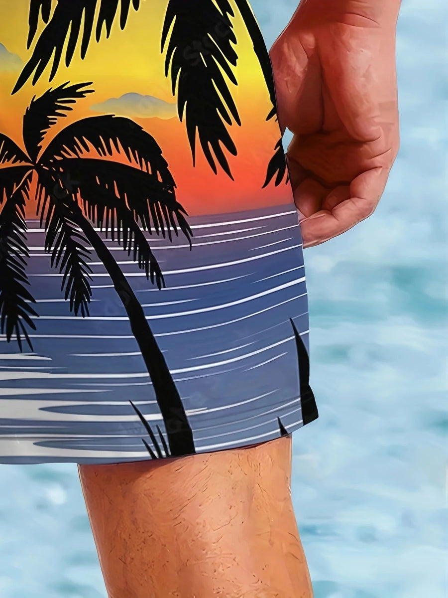Men's 3D Palm Quick - Dry Boardshorts - WOWihte