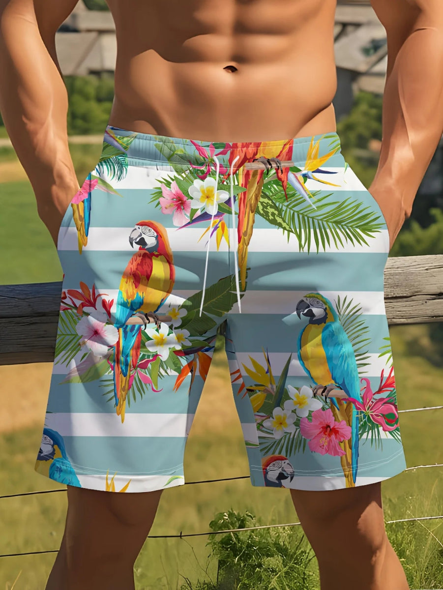 Men's 3D Parrot Quick - Dry Shorts - WOWihte