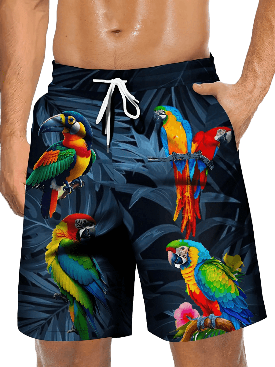 Men's 3D Parrot Quick - Dry Shorts - WOWihte
