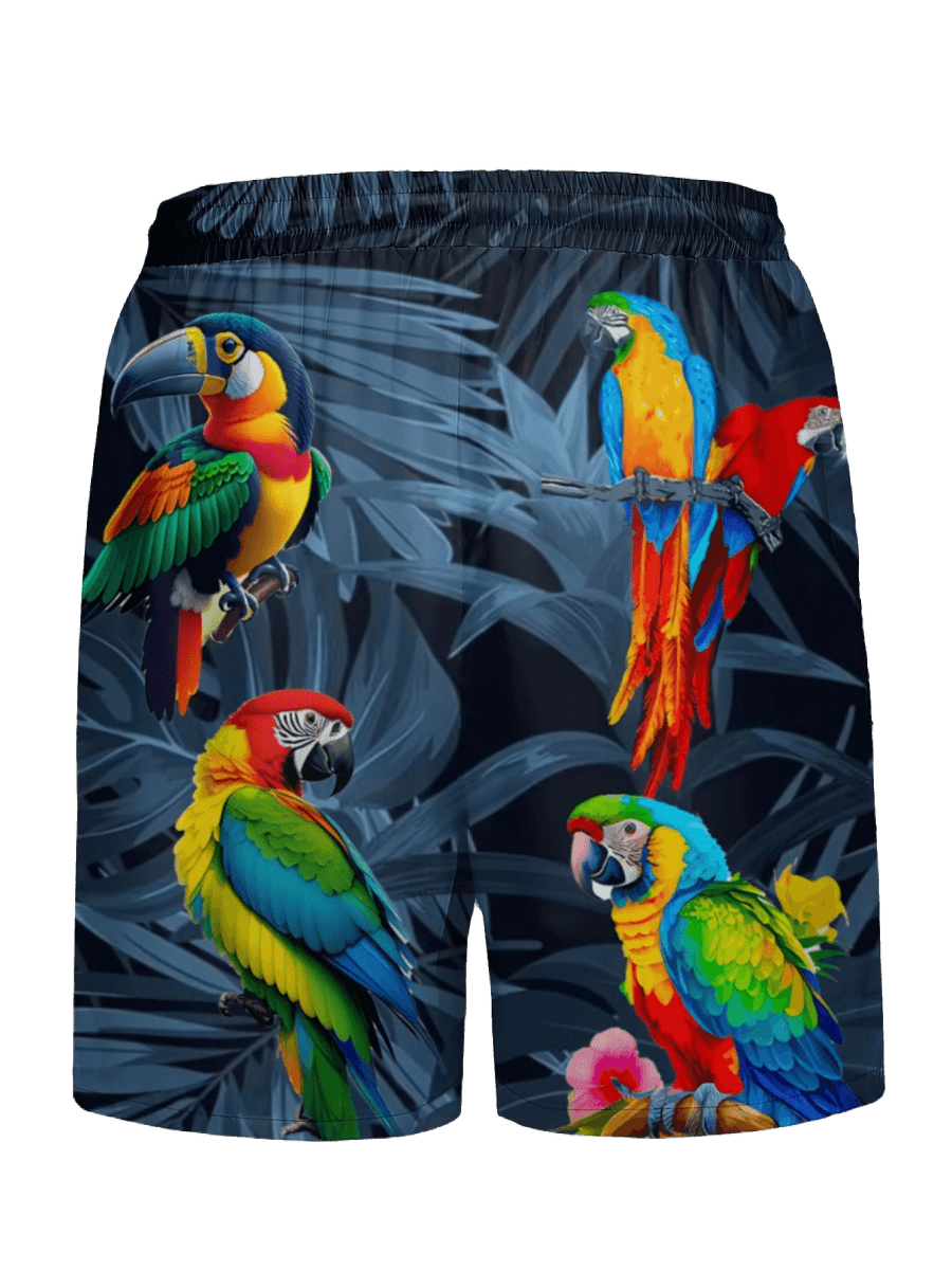 Men's 3D Parrot Quick - Dry Shorts - WOWihte