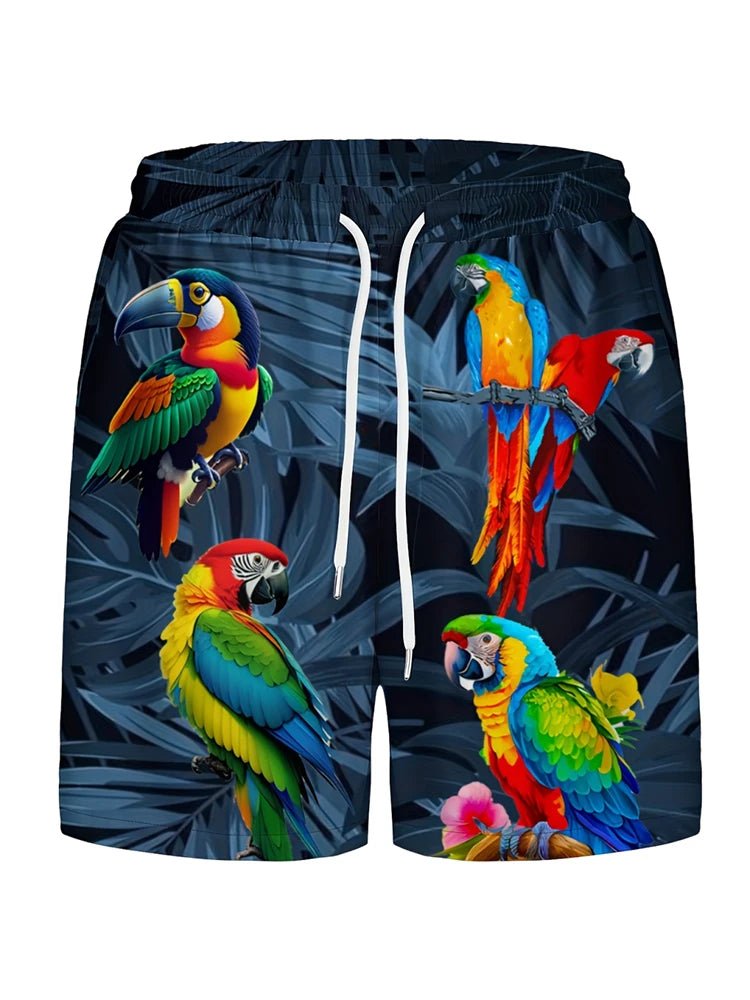 Men's 3D Parrot Quick - Dry Shorts - WOWihte