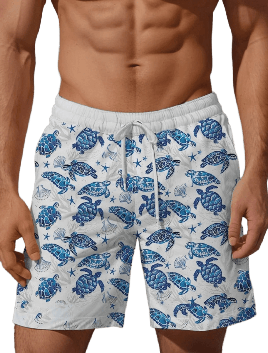 Men's Aloha Lobster Turtle Boardshorts - WOWihte