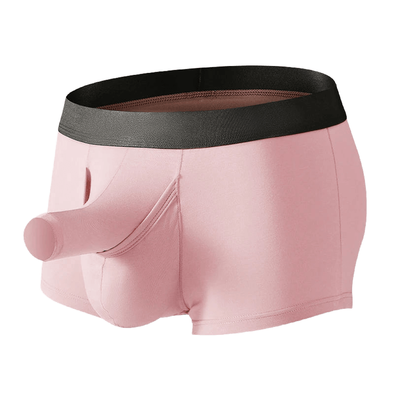 Men's Bamboo Fiber Long Boxer Briefs with Elephant Pouch - WOWihte