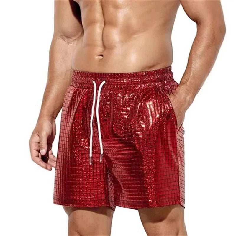 Men's Beach Drawstring Plaid Shorts - WOWihte