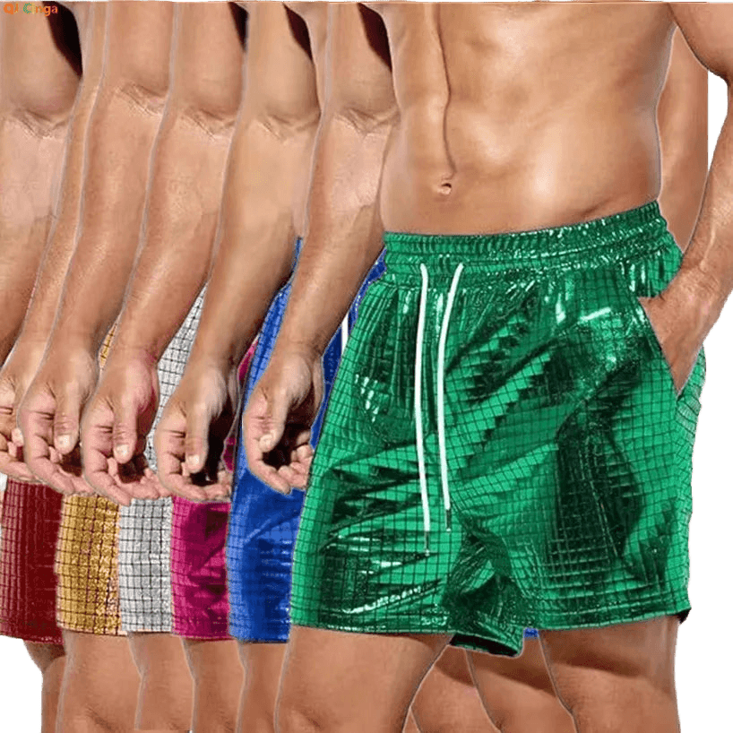 Men's Beach Drawstring Plaid Shorts - WOWihte