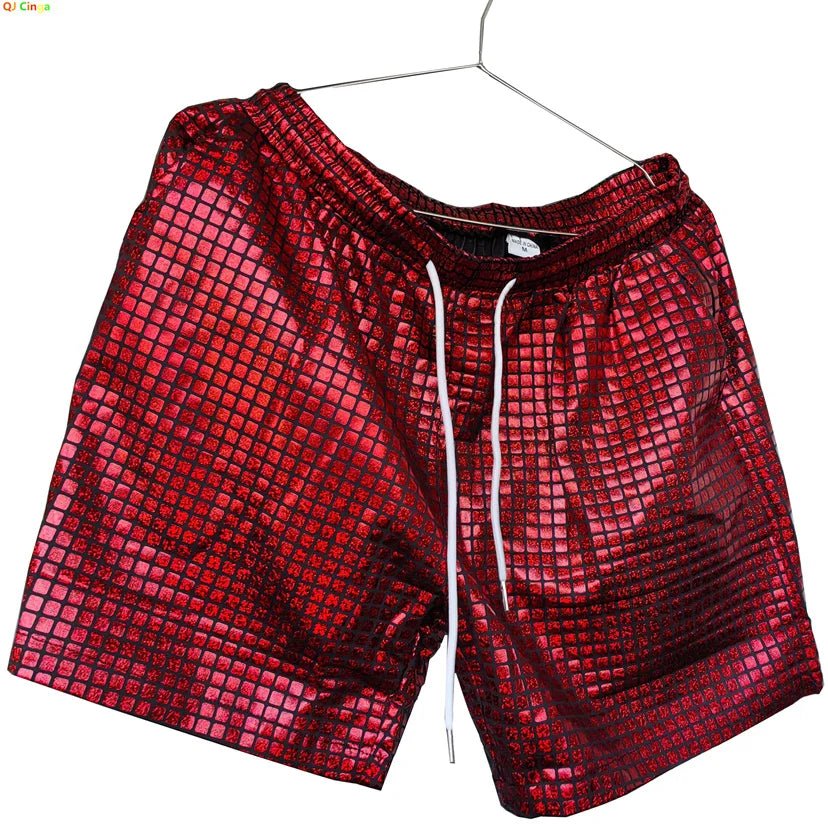 Men's Beach Drawstring Plaid Shorts - WOWihte