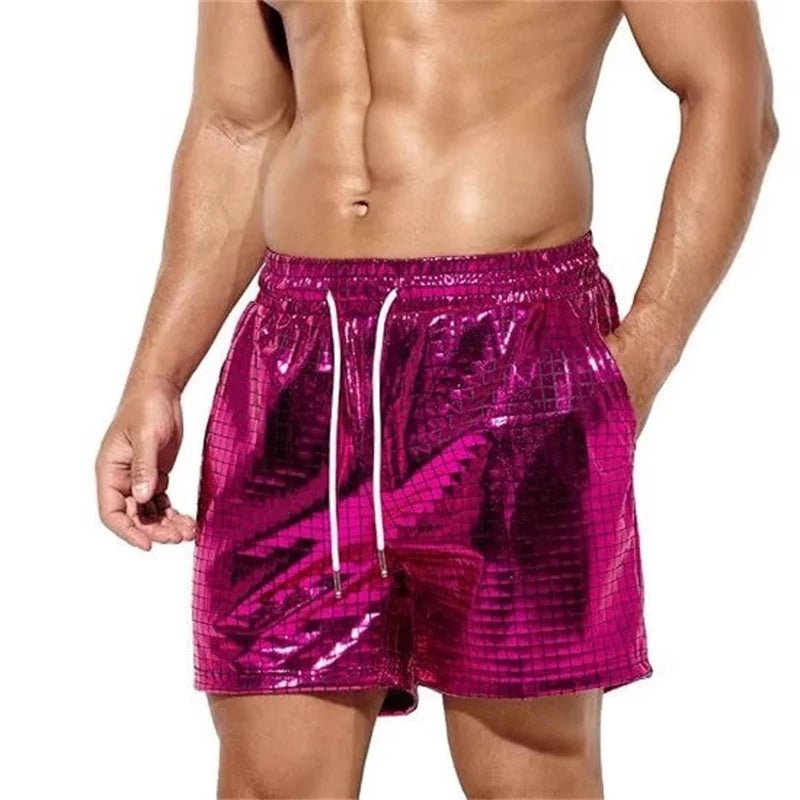 Men's Beach Drawstring Plaid Shorts - WOWihte