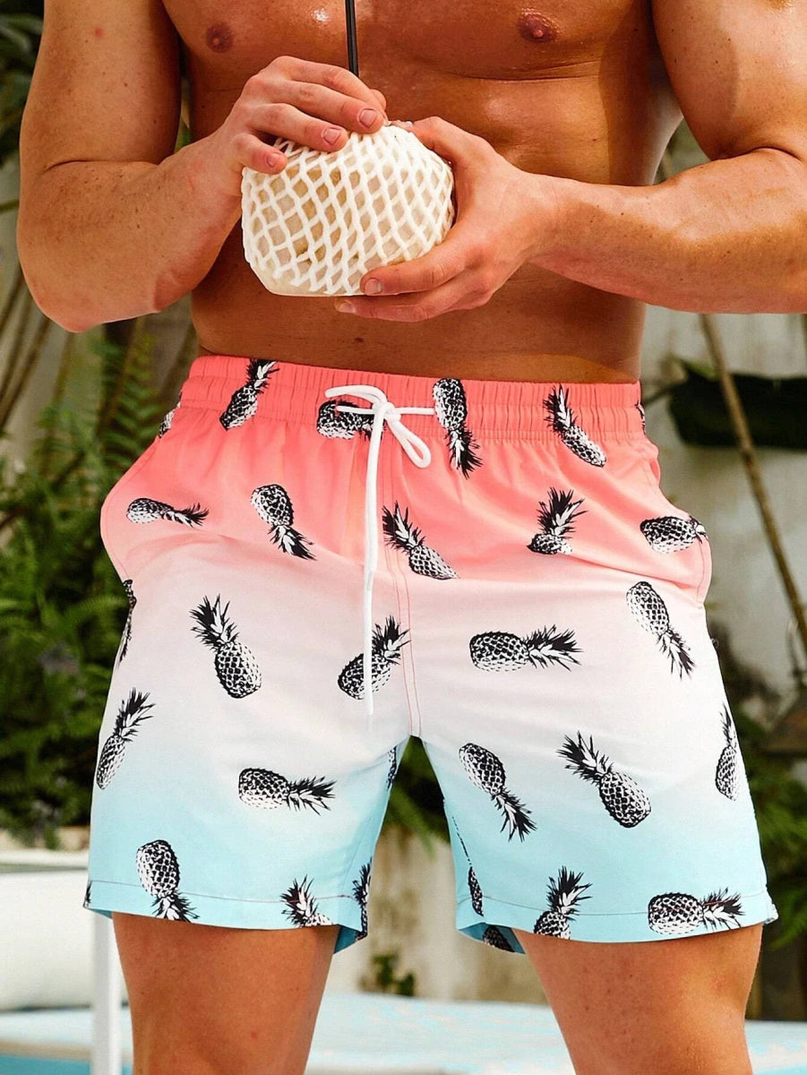 Men's Breathable Hawaii Swim Trunks - WOWihte