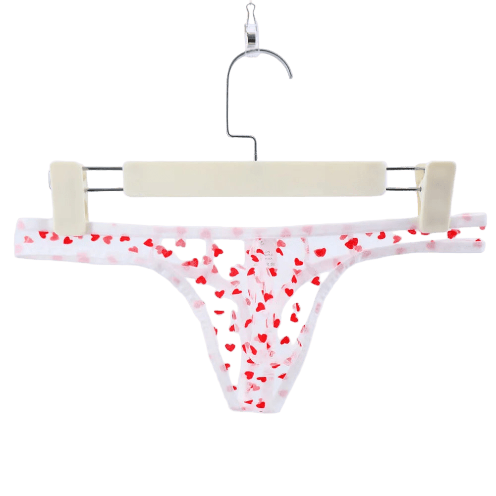 Men's Breathable Heart Printed Thongs Underwear - WOWihte