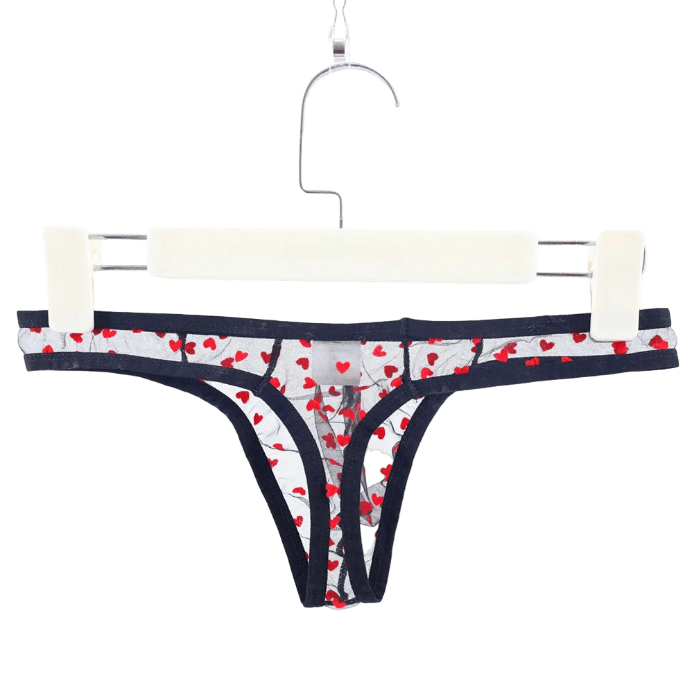 Men's Breathable Heart Printed Thongs Underwear - WOWihte