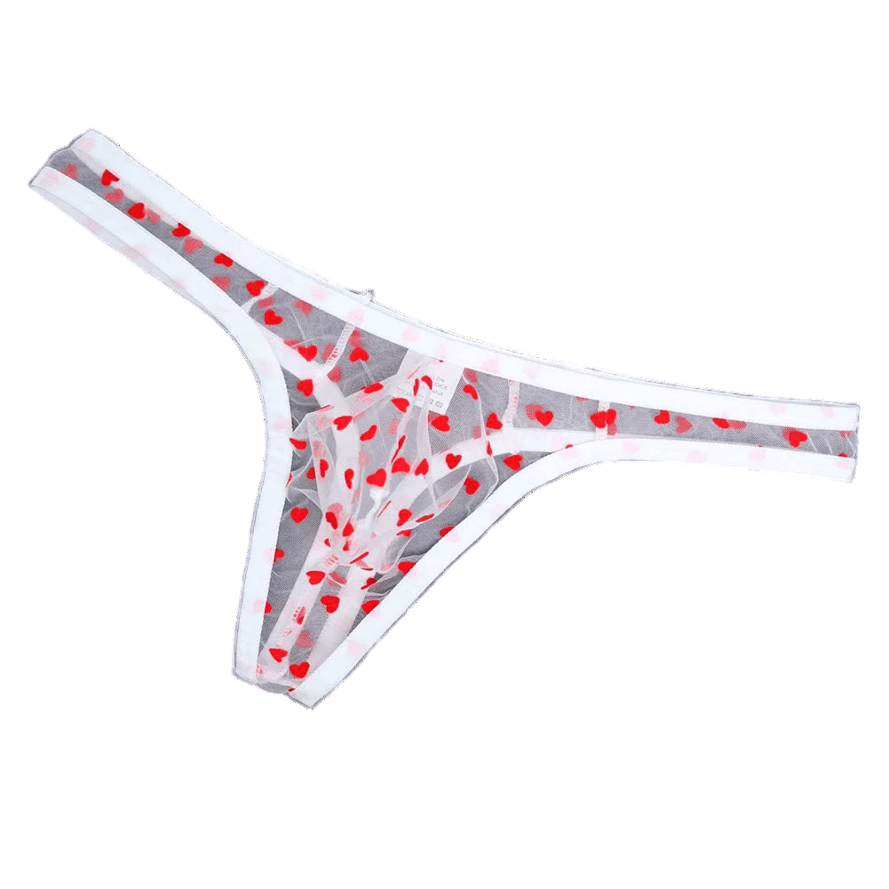 Men's Breathable Heart Printed Thongs Underwear - WOWihte