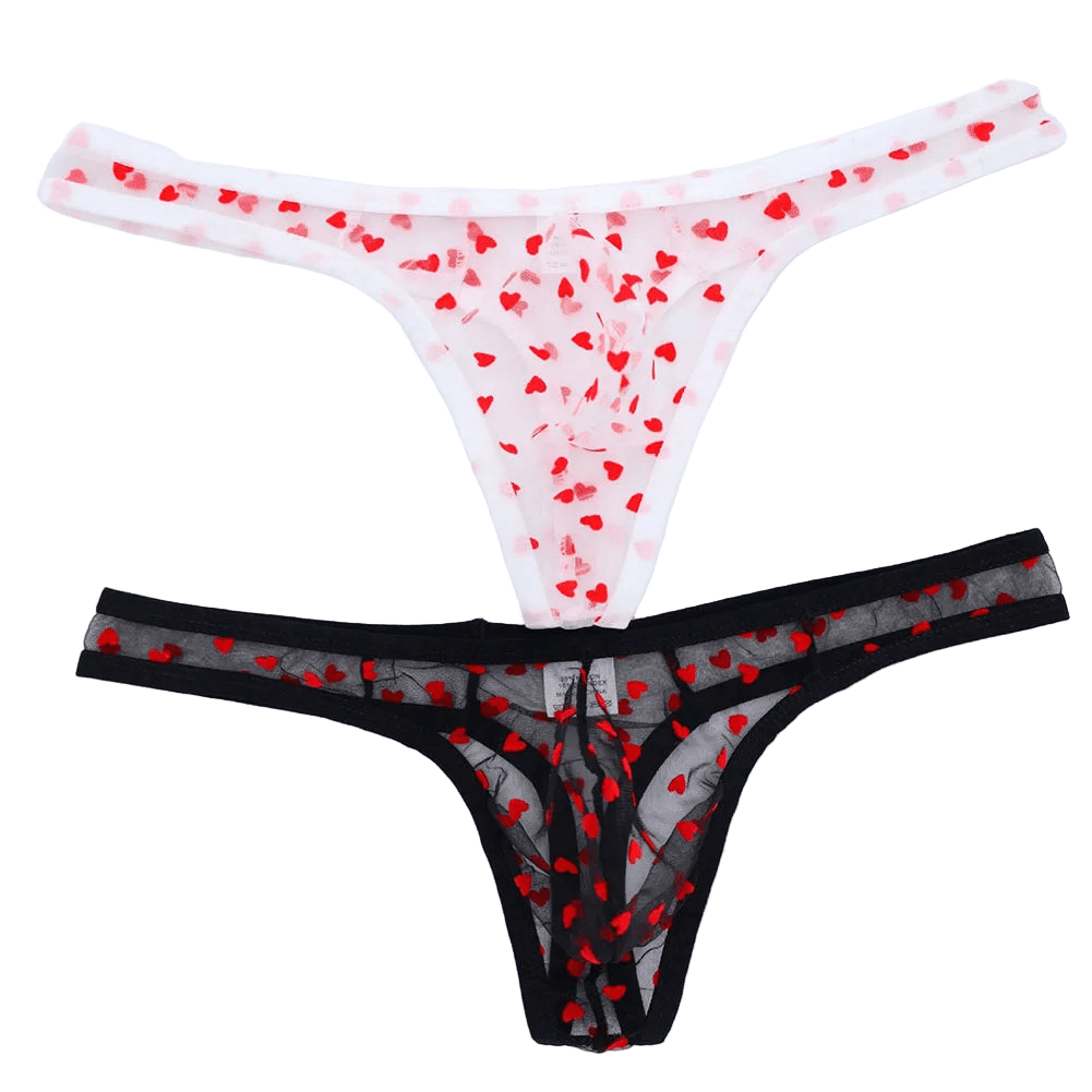 Men's Breathable Heart Printed Thongs Underwear - WOWihte