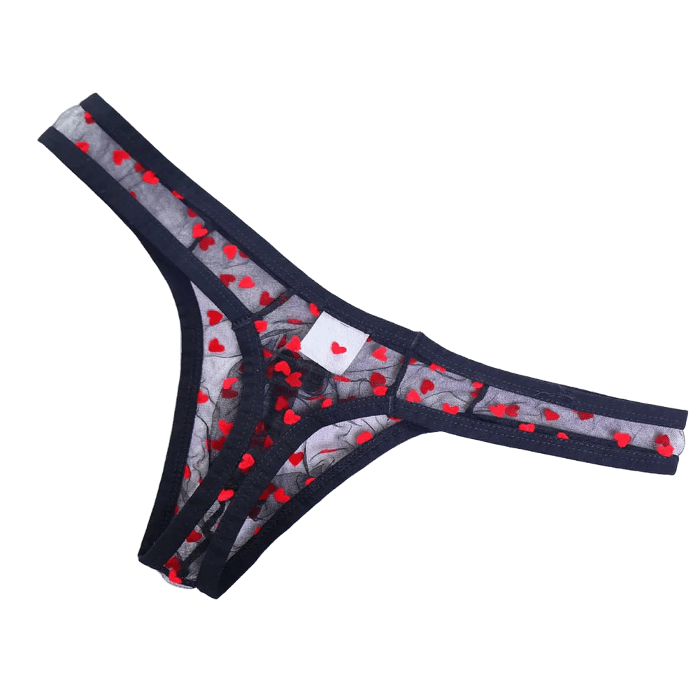 Men's Breathable Heart Printed Thongs Underwear - WOWihte