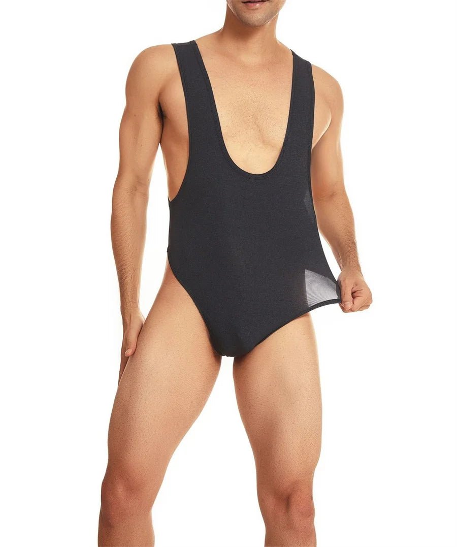 Men's Breathable Solid Bodysuit Jumpsuit - WOWihte