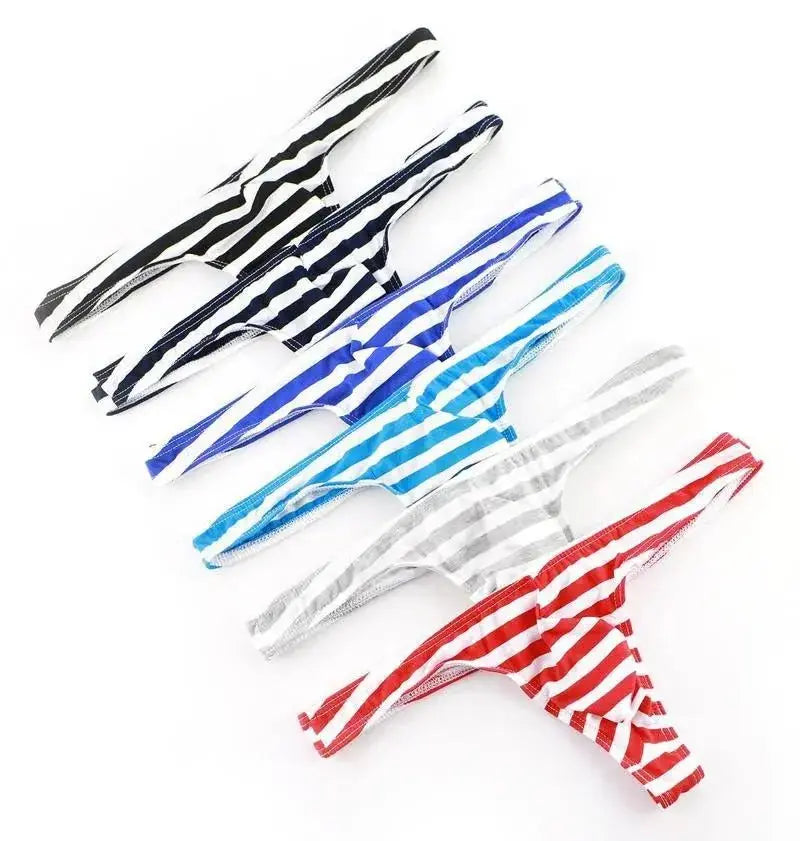 Men's Breathable Striped Thong - WOWihte