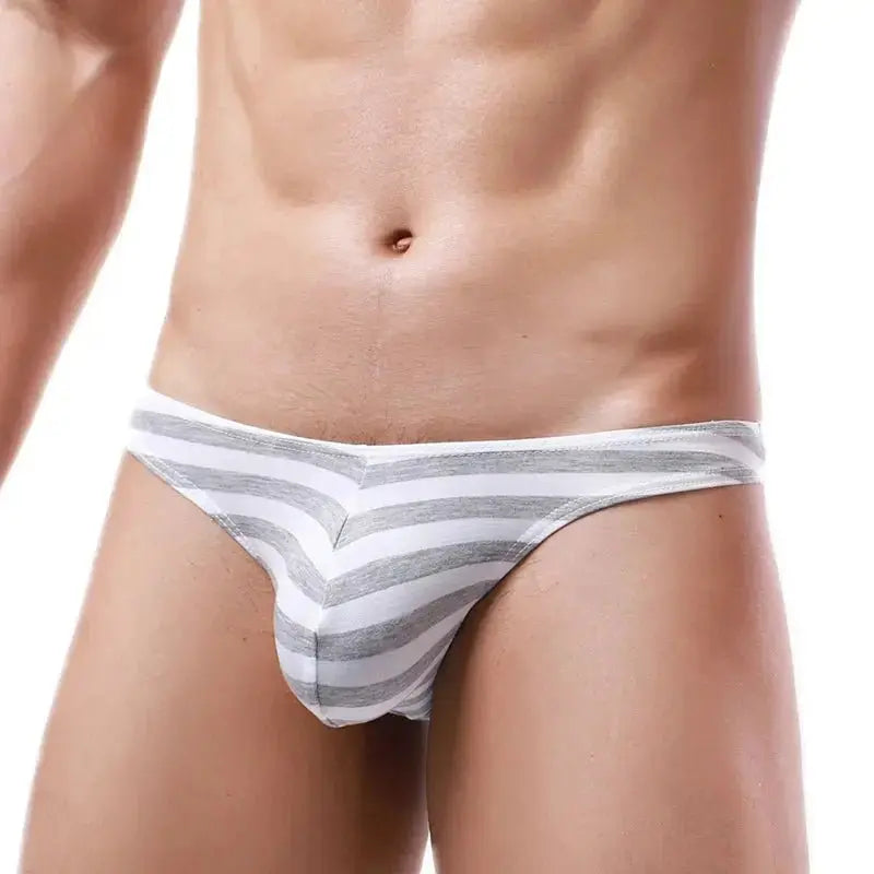 Men's Breathable Striped Thong - WOWihte