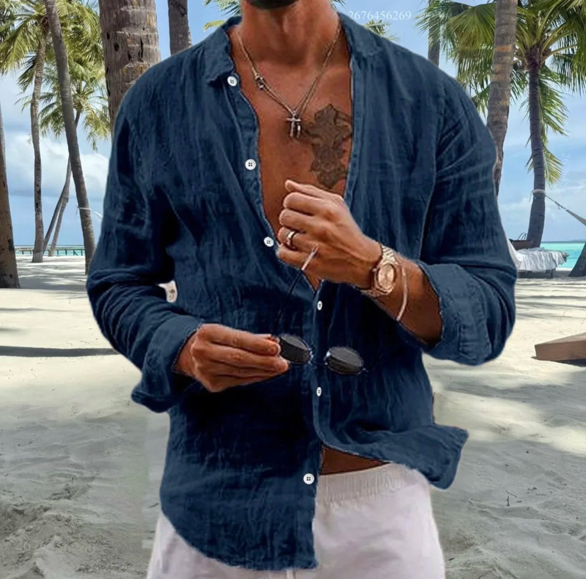 Men's Casual Cotton Linen Shirt - WOWihte