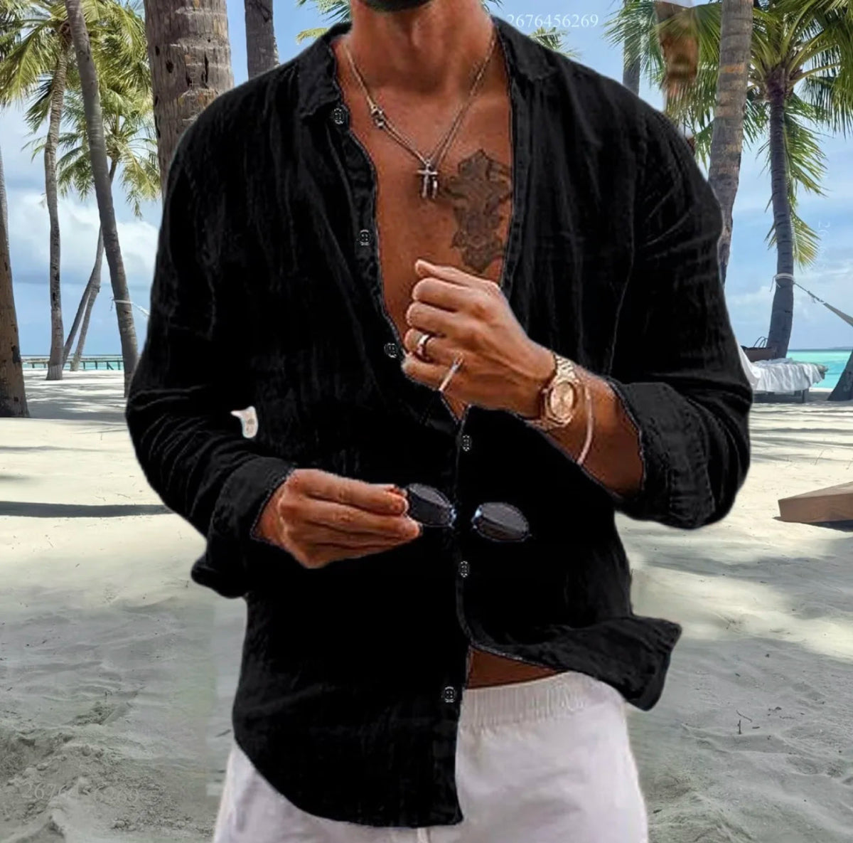 Men's Casual Cotton Linen Shirt - WOWihte