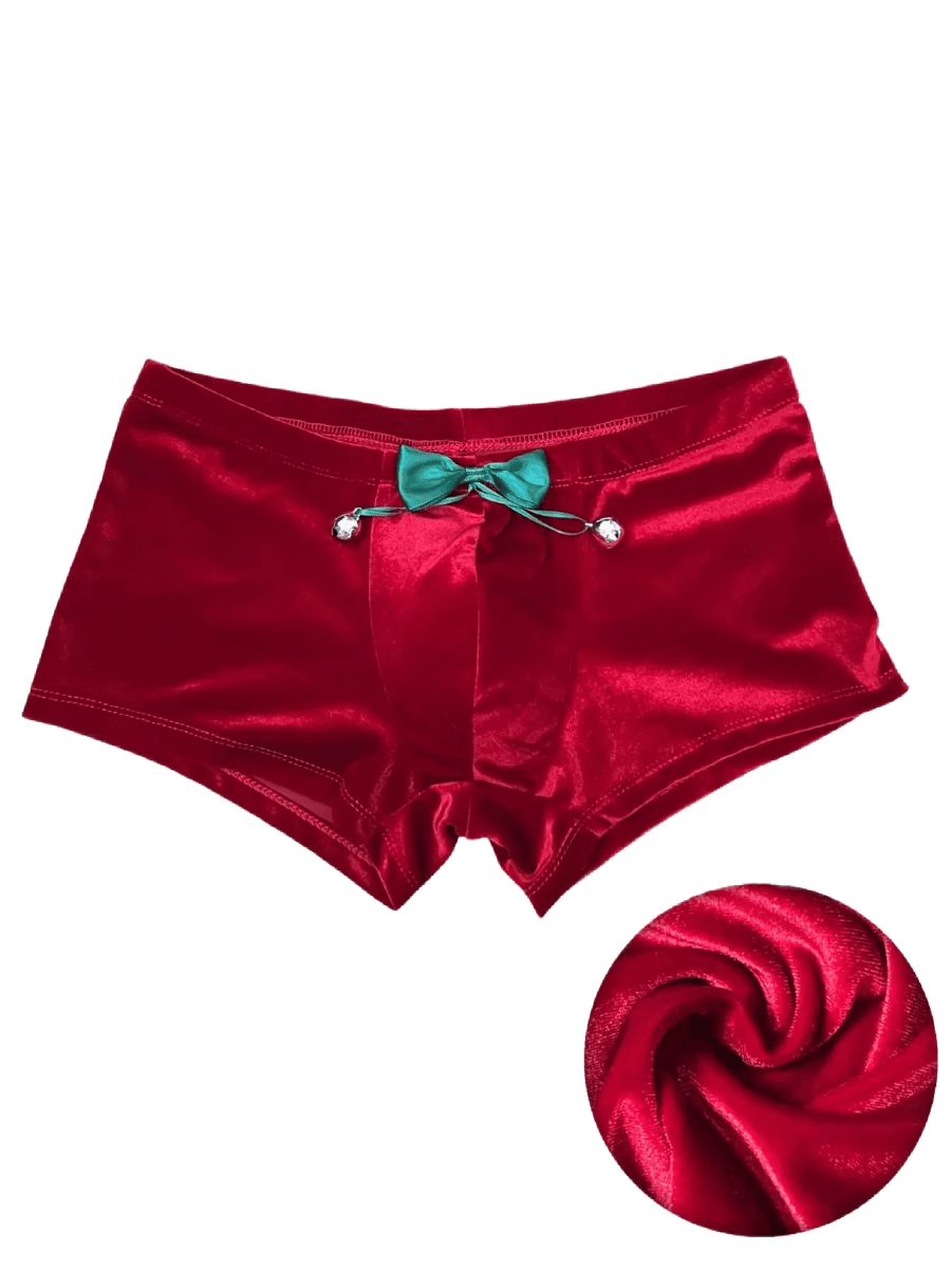 Mens Christmas Velvet Boxer Shorts - WOWihte