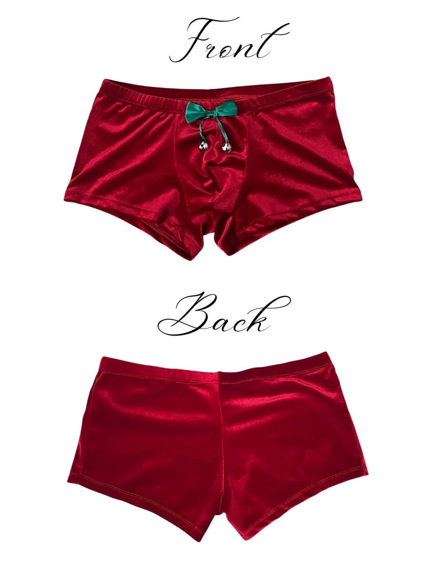 Mens Christmas Velvet Boxer Shorts - WOWihte