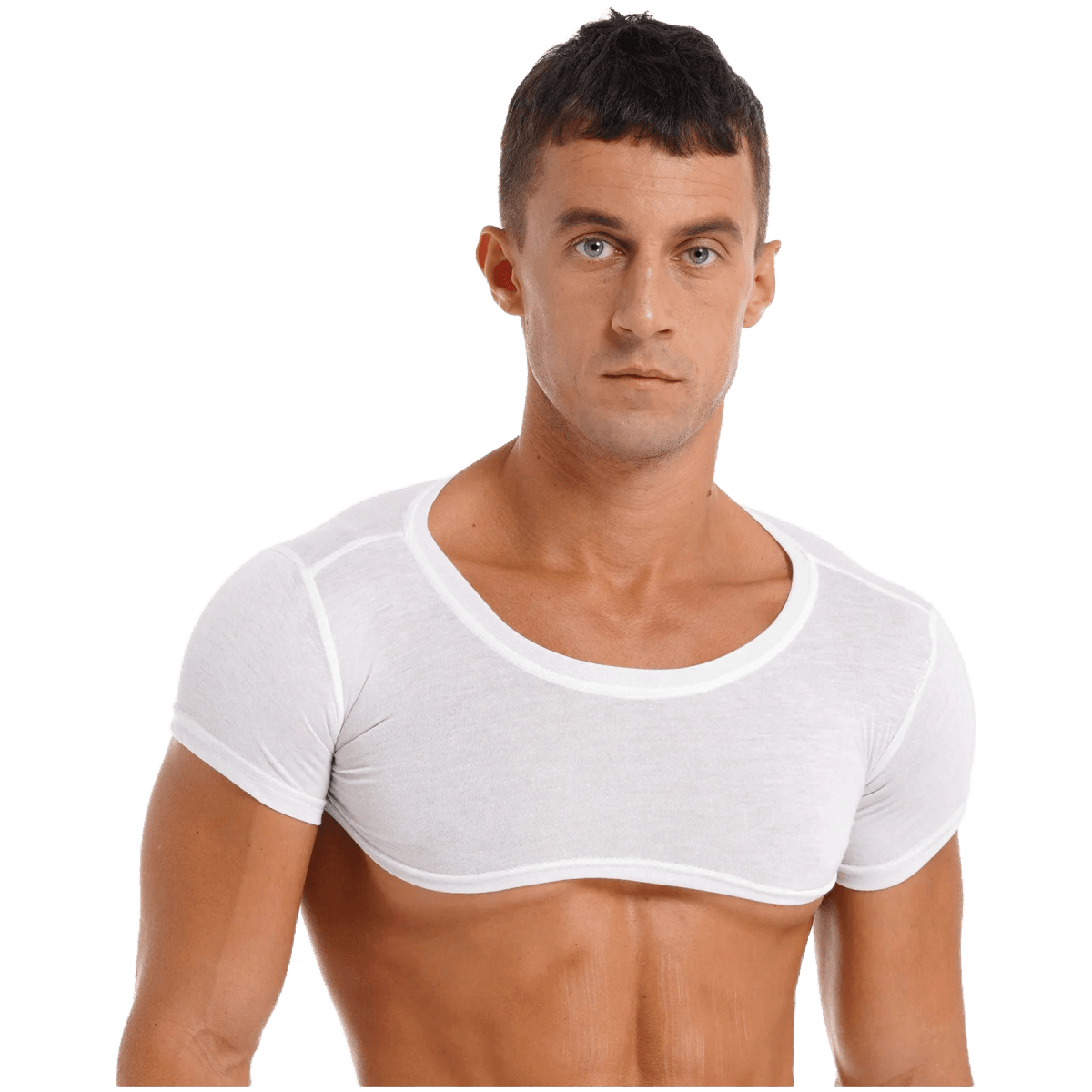 Men's Crop Top Muscle Tee Gym Workout Clubwear Party Outfit - WOWihte