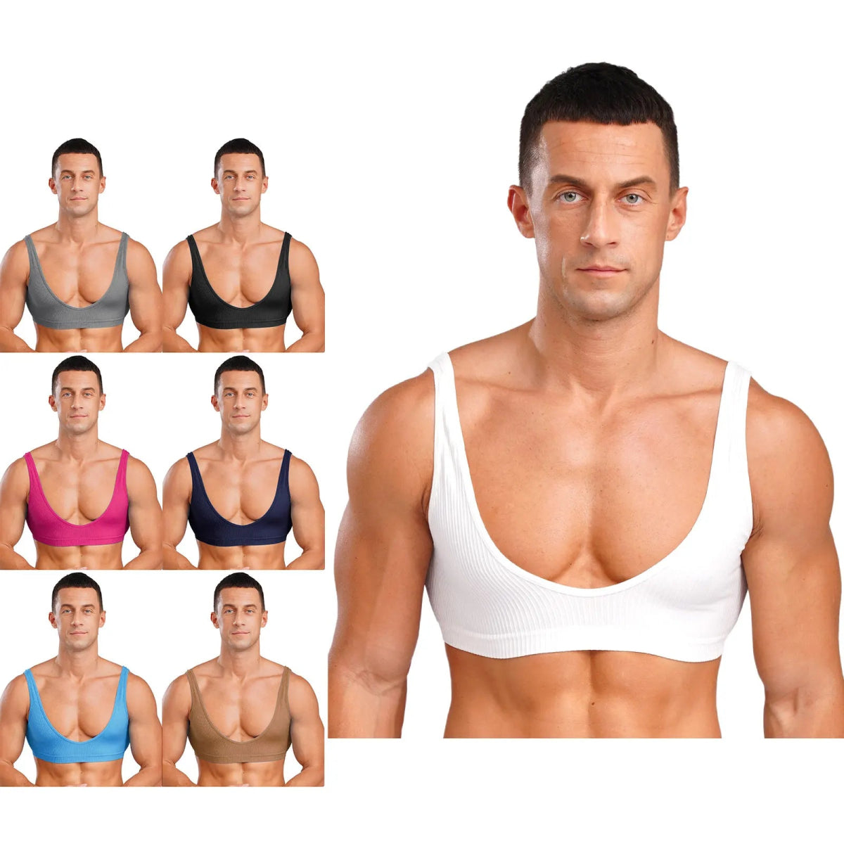 Men's Deep V - Neck Tank Top - WOWihte