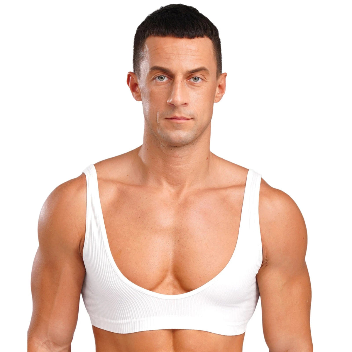 Men's Deep V - Neck Tank Top - WOWihte