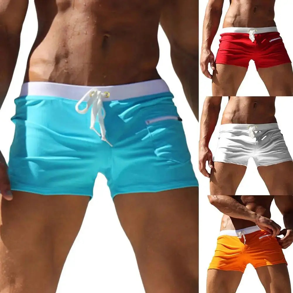 Men's Drawstring Boardshorts with Pocket - WOWihte