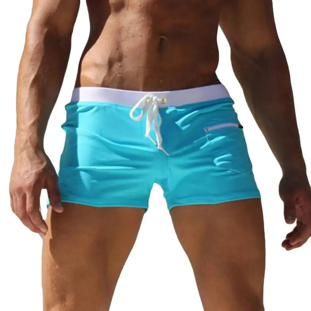 Men's Drawstring Boardshorts with Pocket - WOWihte