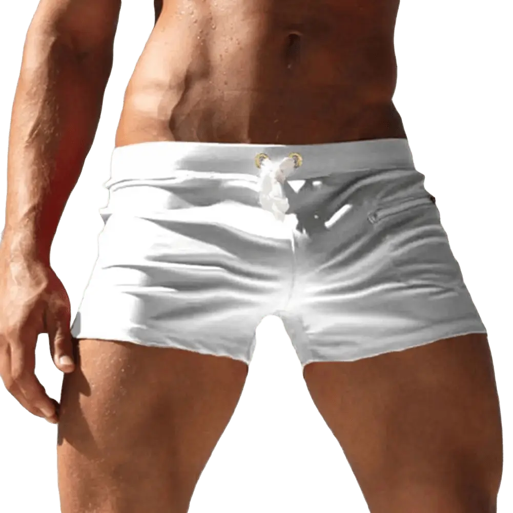 Men's Drawstring Boardshorts with Pocket - WOWihte