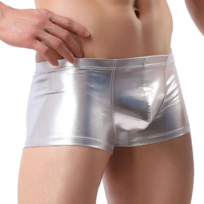Men's Faux Leather Boxers Briefs - WOWihte