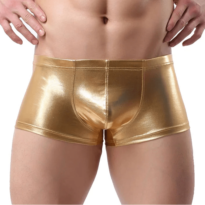 Men's Faux Leather Boxers Briefs - WOWihte