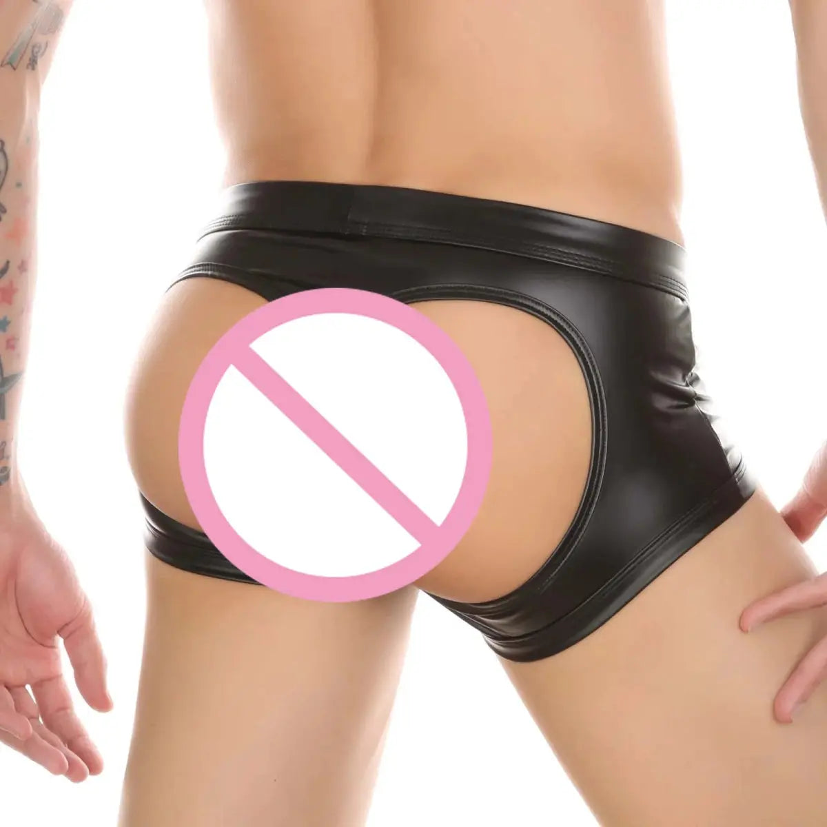 Men's Faux Leather Wet Look Boxers Underwear - WOWihte