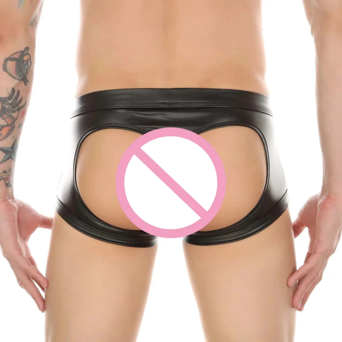 Men's Faux Leather Wet Look Boxers Underwear - WOWihte