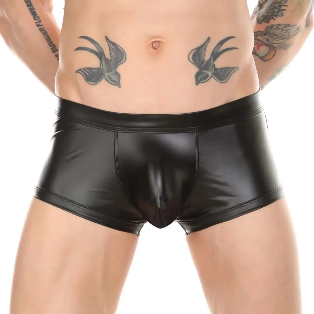 Men's Faux Leather Wet Look Boxers Underwear - WOWihte