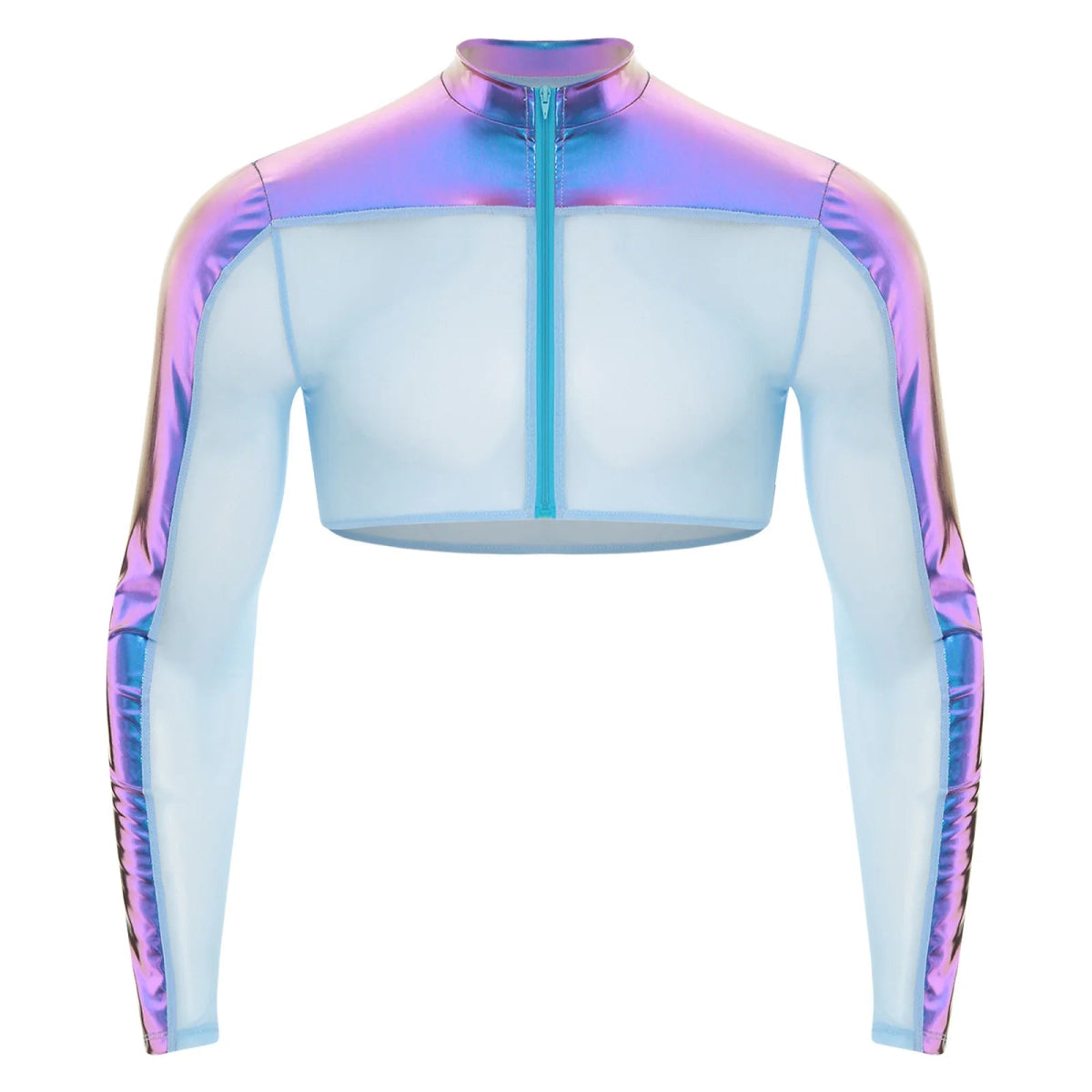 Men's Glitter Crop Top Shirt - WOWihte