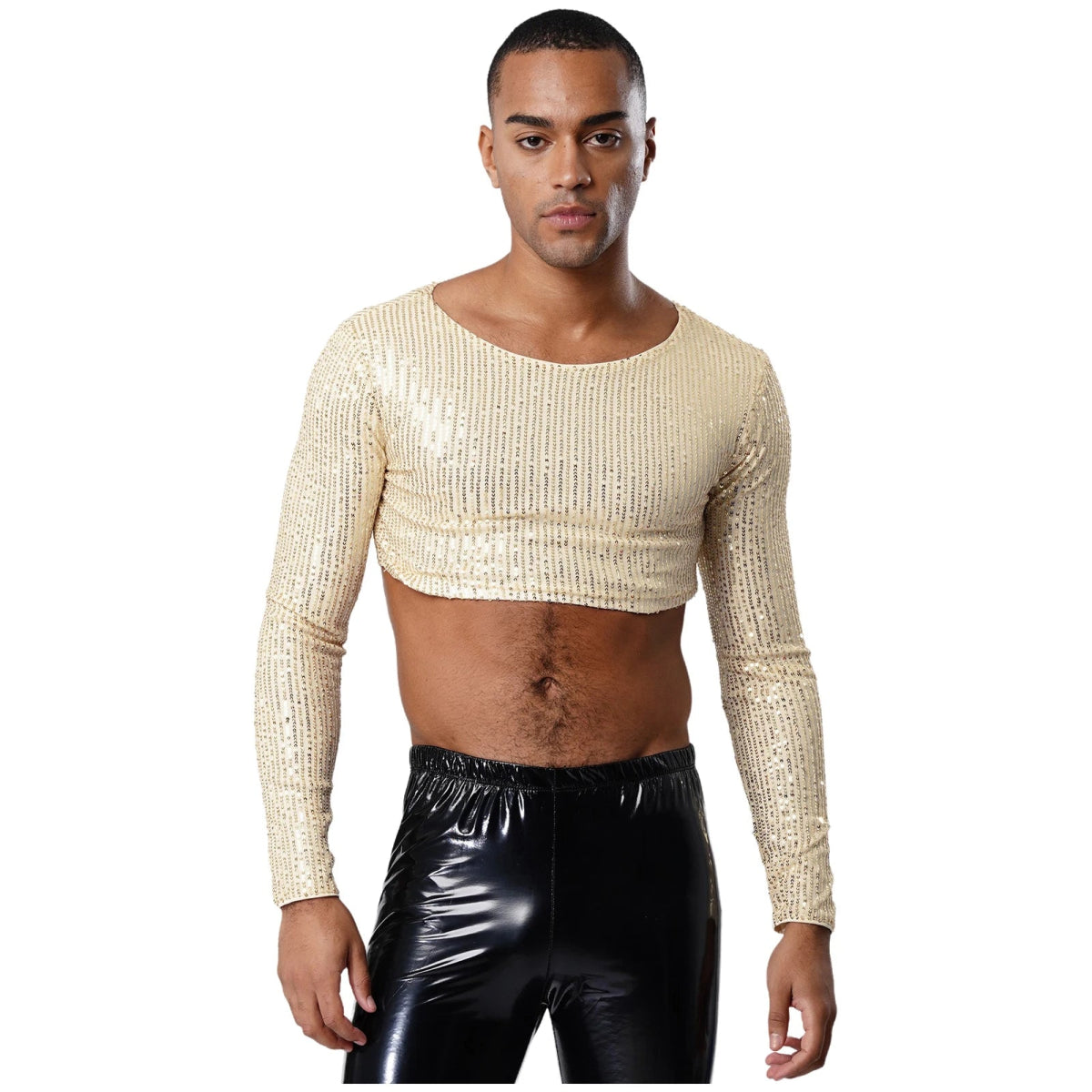 Men's Glitter Sequin Crop Top - WOWihte