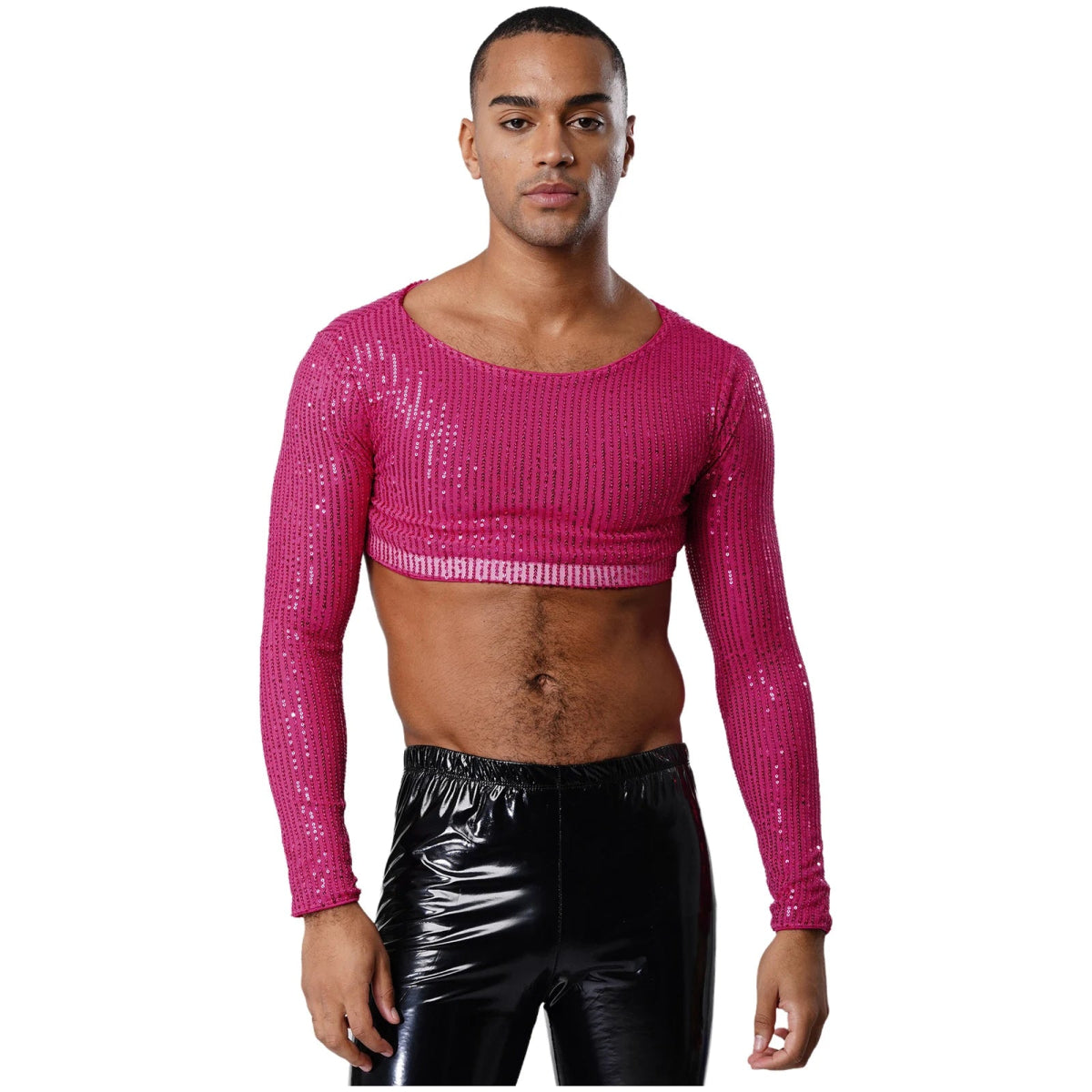 Men's Glitter Sequin Crop Top - WOWihte
